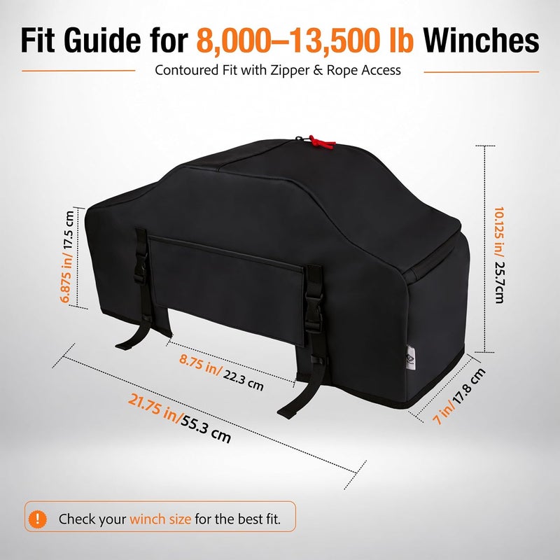 EUDORA Winch Cover, High Quality UV-resistant Waterproof Winch Protective Cover, Indoor/Outdoor Winch Accessories, Weather Resistant Dust Cover for Electric Winches up to 12000 Lbs (No lining) - Image 2