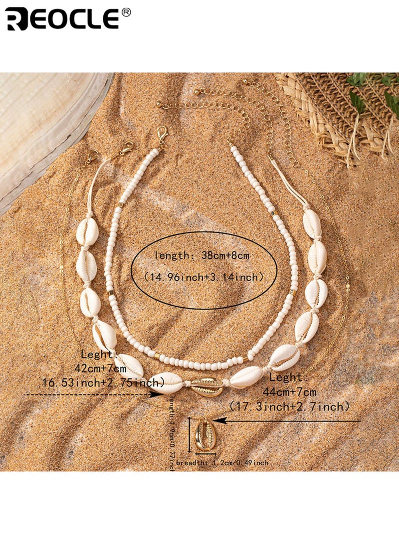 ريوكل قلادة أزياء نسائية نمط بسيط متعدد الطبقات قابل للتكديس مع صدف نجم البحر قلادة حبة سلسلة تقليد لؤلؤ مرصعة حبة أنيقة عارضة مثالية لعطلة الشاطئ الصيف ارتداء يومي للحفلات مناسبات خاصة للنساء السيدات الكبار حبة زجاجية مادة الصيف شاطئ عطلة هدية لصديقة - Image 5