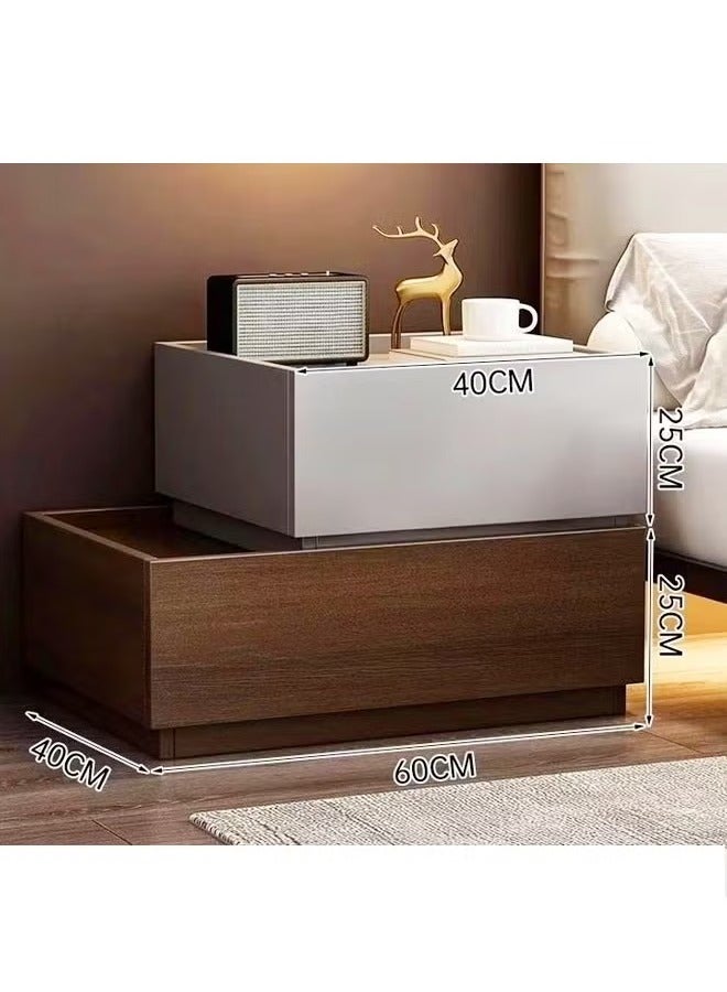 رافين طاولة جانبية خشبية متعددة الأغراض من طبقتين بتصميم لامع مع خزانة تخزين بدرجين لغرفة المعيشة وغرفة النوم 60 × 40 × 50 سم - Image 4