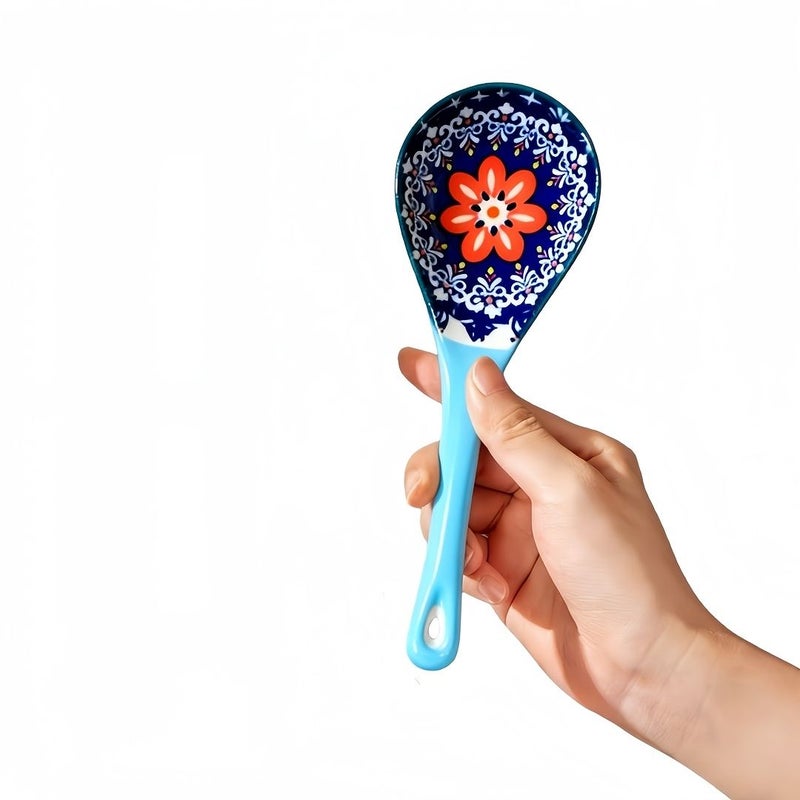 Bohemian Ceramic Spoon Set Style A 3 Pieces Large Kitchen Ladle Microwave Oven Safe - Image 2
