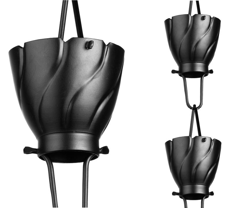 Monarch Rain Chains Aluminum Akira Black Rain Chains for Gutters â€“ 8.5 ft Black Decorative Rainchain Outdoor Durable Heavy Duty Gutter Chain Downspout, Modern Rainchains for Outside
