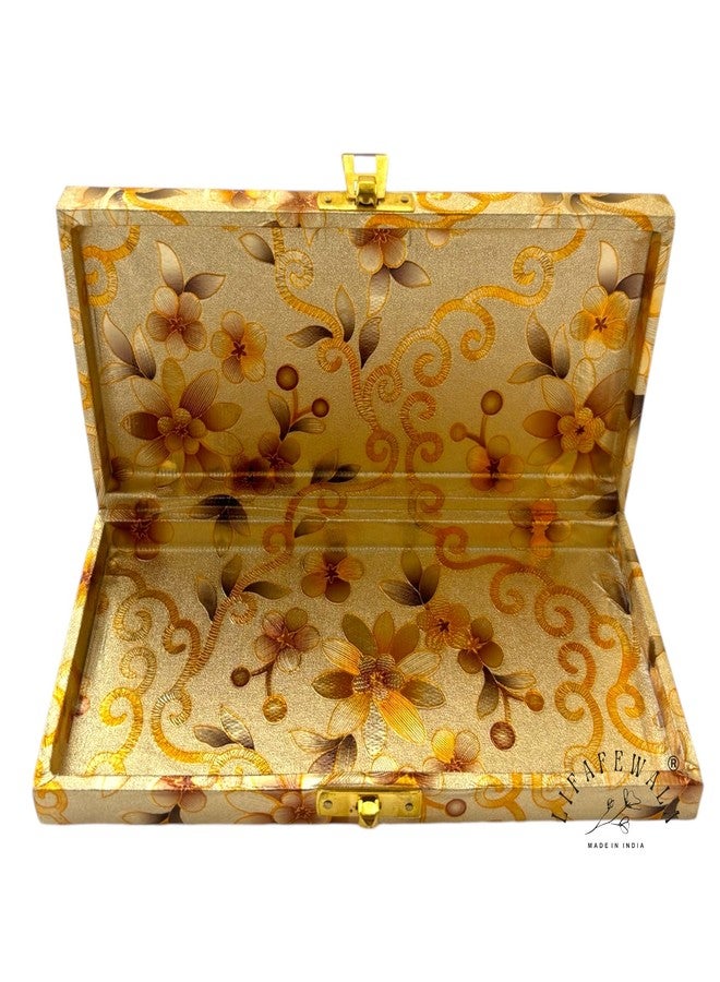 LIFAFEWALA Rectangular Shaped Floral Design Cash Box, Shagun Box, Gift Box, Gaddi Box, Jewellery Box, Shagun Envelope In Floral Design (Golden, Pack of 1) - Image 2