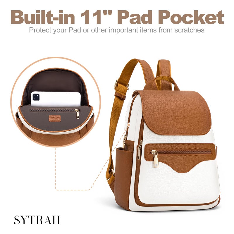 SYTRAH Mini Backpack Purse for Women, Causal Small Backpack with Built-in RFID Wallet & 11" Tablet Sleeve, Stylish Travel Daypack for Daily Khaki - Image 5