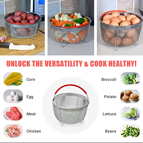 Salbree Original Salbree Steamer Basket for 3 qt quart Instant Pot Accessories, Stainless Steel Strainer and Insert fits IP Insta Pots, Instapot, Other Pressure Cookers, with Silicone Handle [6qt 8qt avail] - Image 5