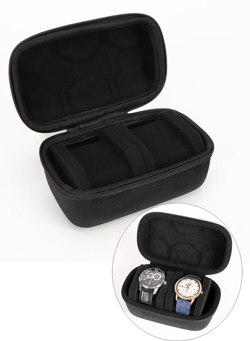 2 Slot Hard Watch Case, Travel Watch Roll Case Storage and Organizer for Men Women - Image 1