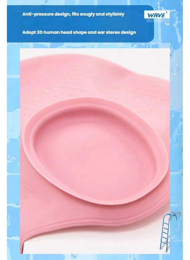 Wave Silicone Swim Cap for Long Hair Women - Comfortable, Non-Slip & Durable Design, Easy to Put On Water-Resistant Swimming Cap for Regular Use - Image 3