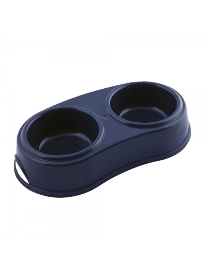 Geoplast Georplast Premium Double Pet Bowl L (35×19×7 cm) – Navy Blue | Anti-Slip Dual Dog & Cat Feeding Station - Image 1