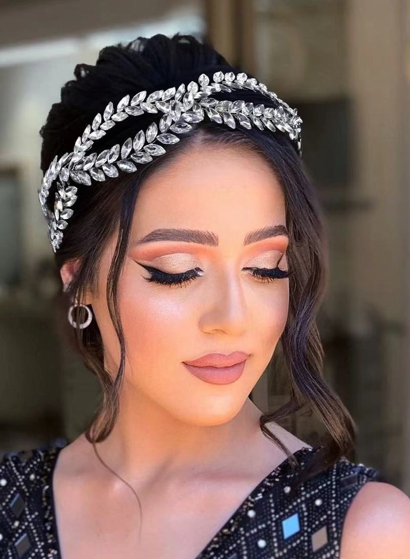 Laseta Crystal Headband,Unicra Bride Wedding Rhinestone Hair Vine Bridal Silver Hair Piece Crystal Headband Hair Accessories for Women and Girls - Image 3