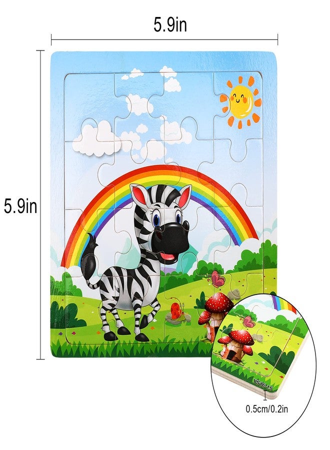 SANNIX 12 Pack Wooden Jigsaw Puzzles for Toddlers 3 4 5 Years Old, Party Favors Animals Jigsaw for Kids, Transportation Educational Puzzles Travel Toy with 12 Organize Bags - Image 3