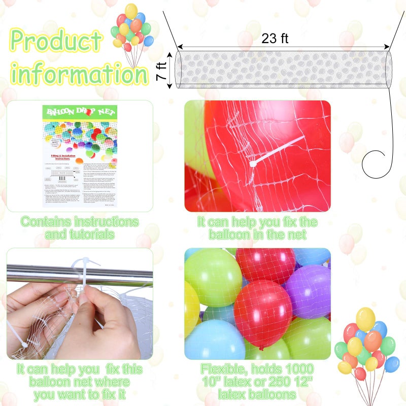 Haull Balloon Drop Net for Ceiling Release Wedding Birthday Balloon Drop Net for New Years Celebration Baby Shower Graduation Decoration Party Supplies23 x 7 ft - Image 3