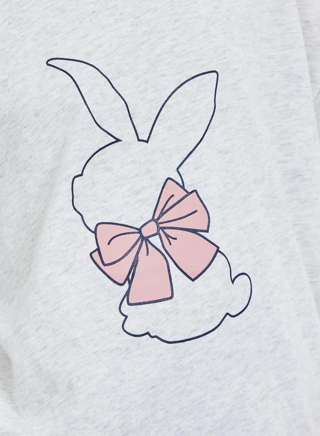 Take Two Grey Girls Graphic Print Dropped Shoulder Short Sleeve T-Shirt for Women | Best Price UAE