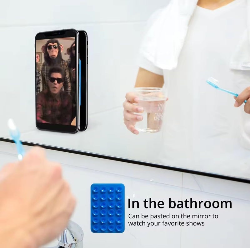 CERLINK قبضة غطاء الهاتف بالشفط للهاتف المحمول، ملصق لاصق سيليكوني 24 كوب قوي متوافق مع المرآة، الرخام، الزجاج (وردي، أسود) - Image 3