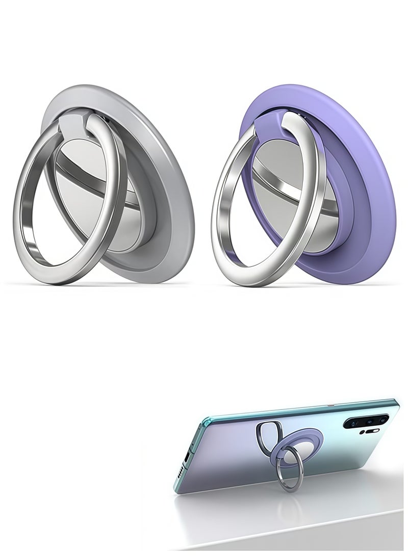 بلو هول المغناطيسي حامل الهاتف المحمول خاتم ، خاتم حامل الهاتف المحمول رقيقة الجسم الغريب مشبك المغناطيسي حامل ( فضي + بنفسجي ) - Image 1