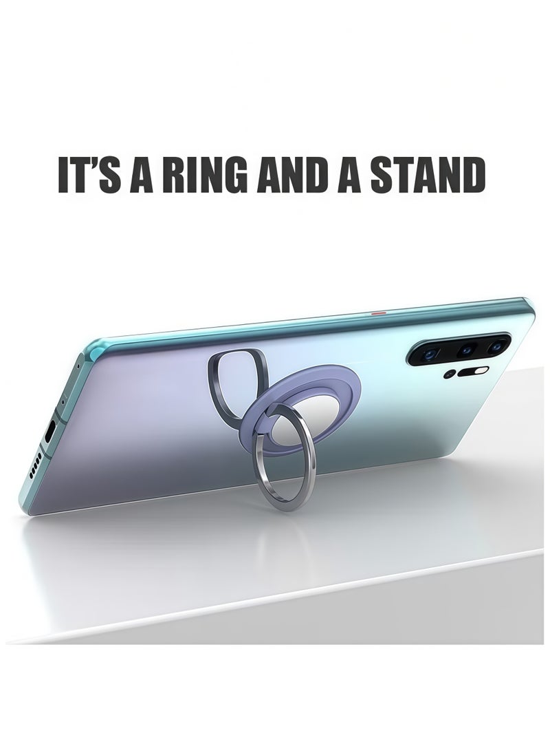 بلو هول المغناطيسي حامل الهاتف المحمول خاتم ، خاتم حامل الهاتف المحمول رقيقة الجسم الغريب مشبك المغناطيسي حامل ( فضي + بنفسجي ) - Image 3