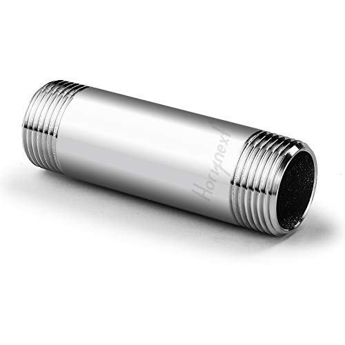 Horiznext stainless steel 304 pipe nipple npt 1/2 male threaded cast fitting, 4 inches length tube sleeve extension connector, schedule 40 conduit hose adapter - Image 1