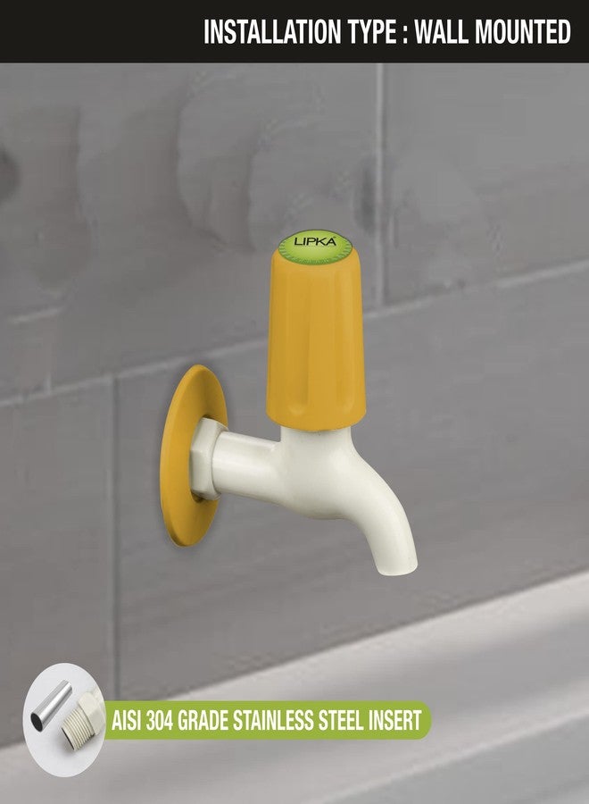 LIPKA Grand Bib Cock Faucet | PTMT Water Tap |Ivory/Yellow Color | Plastic | Polished - Image 4