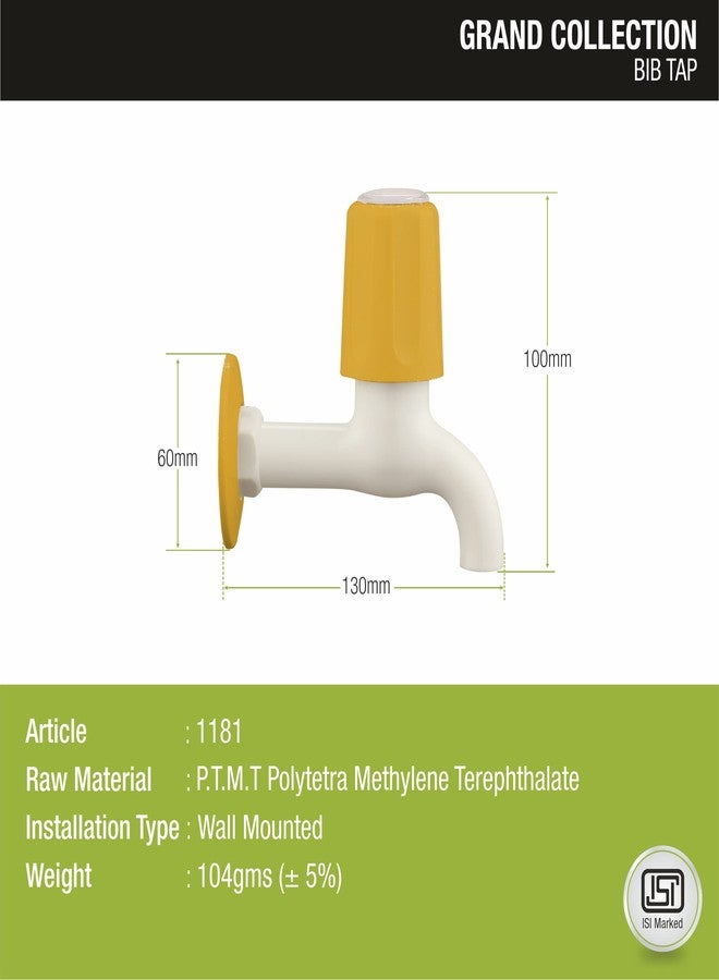 LIPKA Grand Bib Cock Faucet | PTMT Water Tap |Ivory/Yellow Color | Plastic | Polished - Image 2
