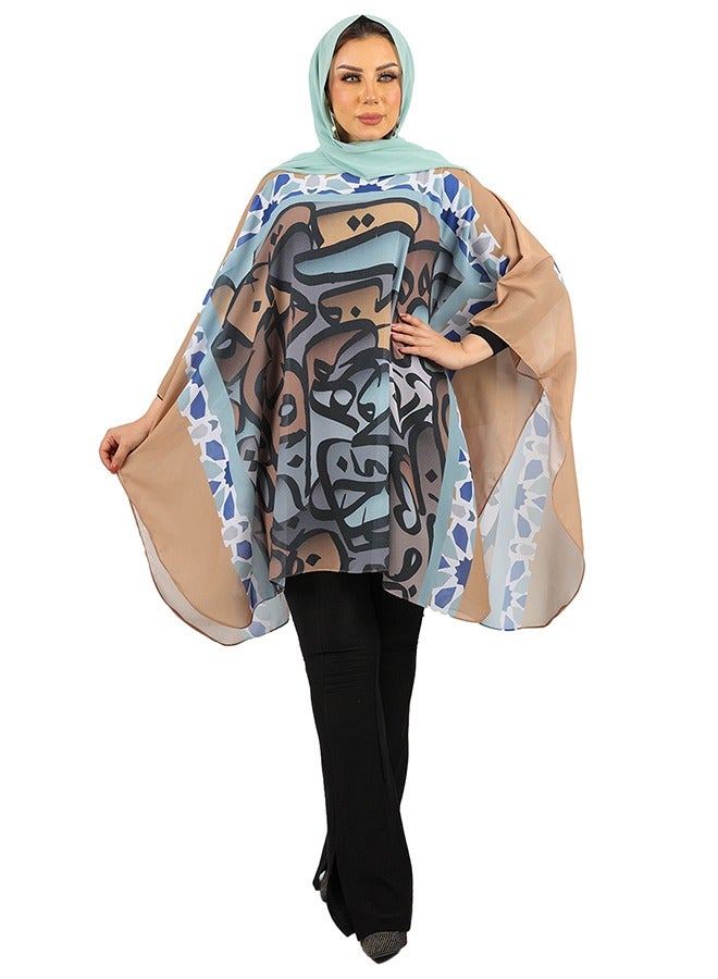 Zmurud "Chiffon Poncho - Printed "  - Image 2