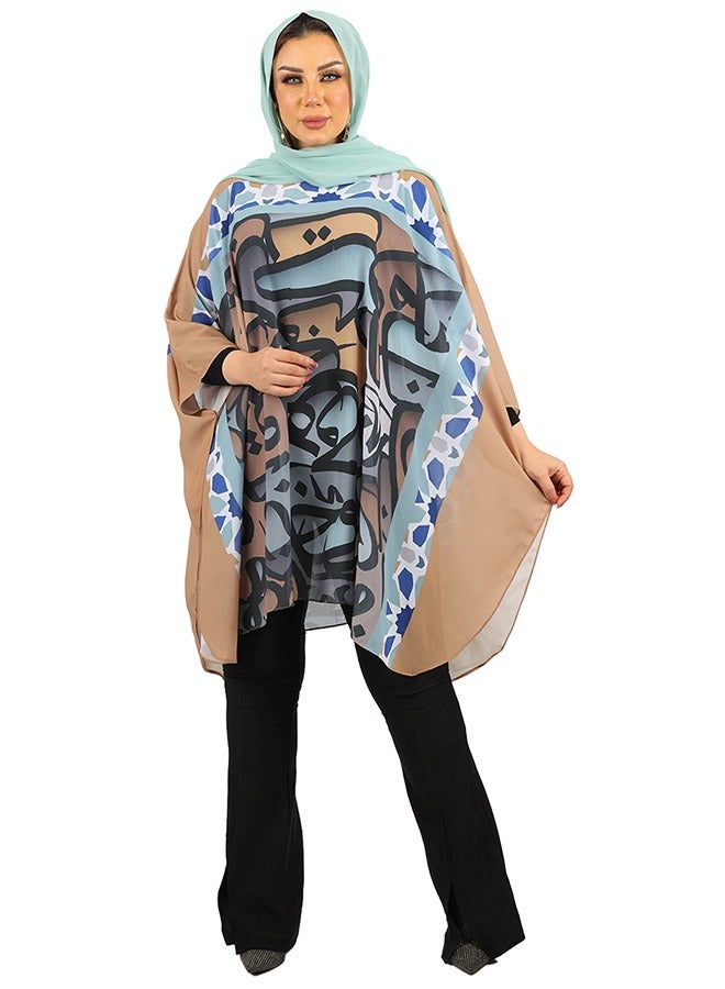 Zmurud "Chiffon Poncho - Printed "  - Image 1