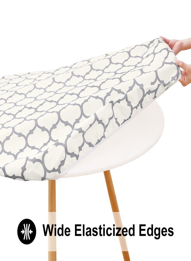 Smiry Round Picnic Tablecloth, Waterproof Elastic Fitted Table Covers for 45" - 56" Tables, Wipeable Flannel Backed Vinyl Tablecloths for Camping, Indoor, Outdoor, Beige & Grey - Image 3