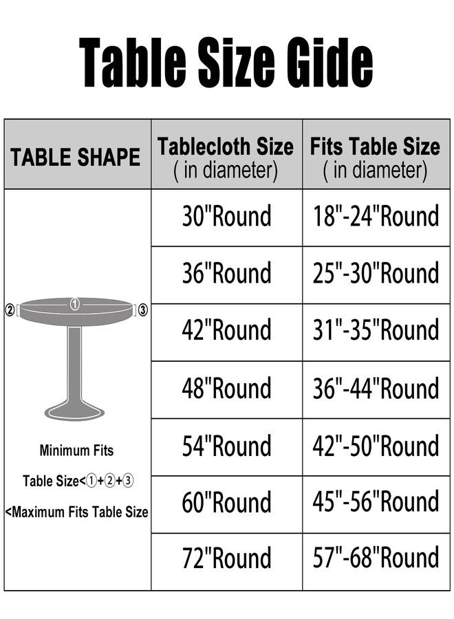 Smiry Round Picnic Tablecloth, Waterproof Elastic Fitted Table Covers for 45" - 56" Tables, Wipeable Flannel Backed Vinyl Tablecloths for Camping, Indoor, Outdoor, Beige & Grey - Image 2