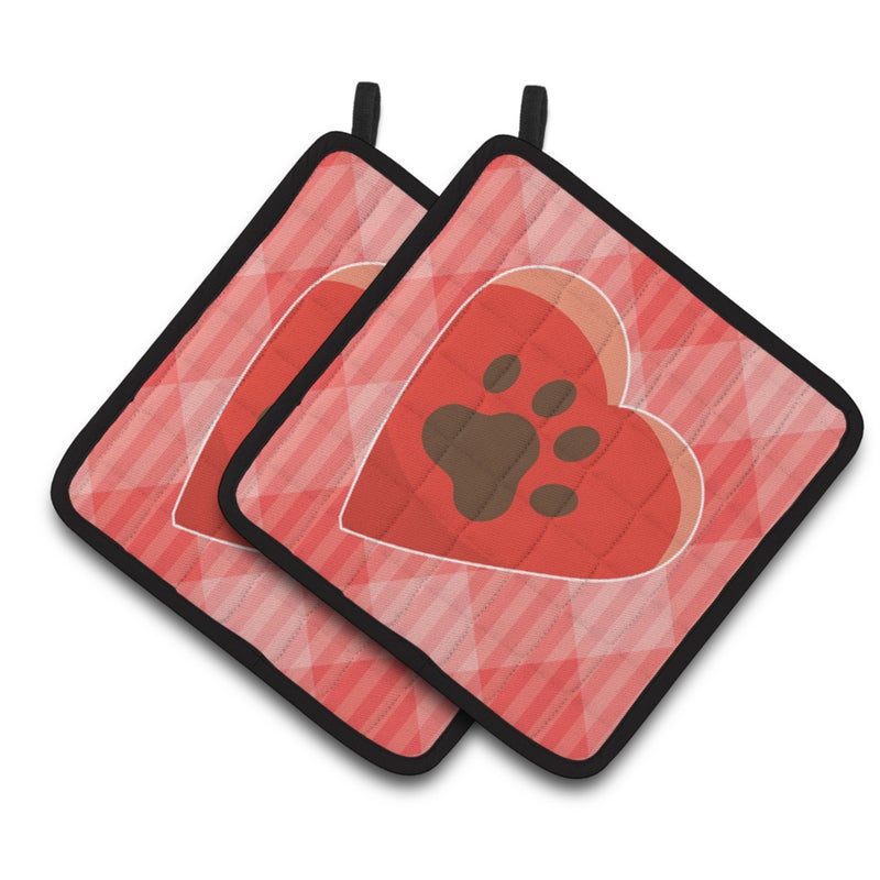 Caroline's Treasures ""Caroline's Treasures BB7073PTHD Puppy Pawprint Heart Pair of Pot Holders  7.5 x 7.5""""  Multicolor"" 