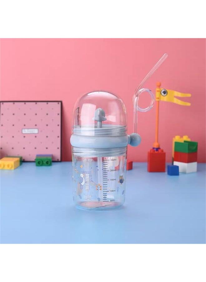 Thoraya - Whale Spray Water Bottle Infant Sippy Cup Summer Plastic Children's Water Cup with Straw(Blue GreyStrap ) - Image 1