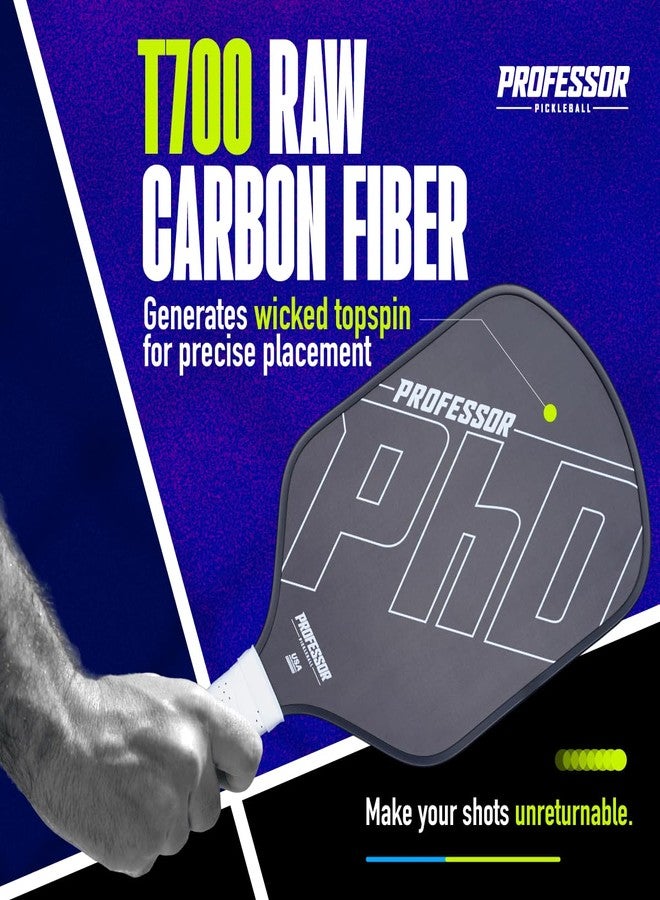 Professor Pickleball Professor PhD T700 Raw Carbon Fiber Premium Pickleball Paddle Racket - Precision Honeycomb Core - Enhanced Power & Control - USAPA Pickleball Approved - Image 3