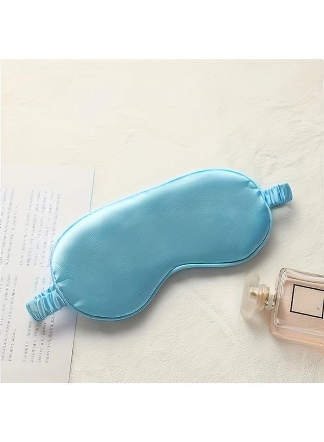 Luxury Double Sided Sleep Mask Blue Soft Portable Elastic Band Travel Naps - Image 1
