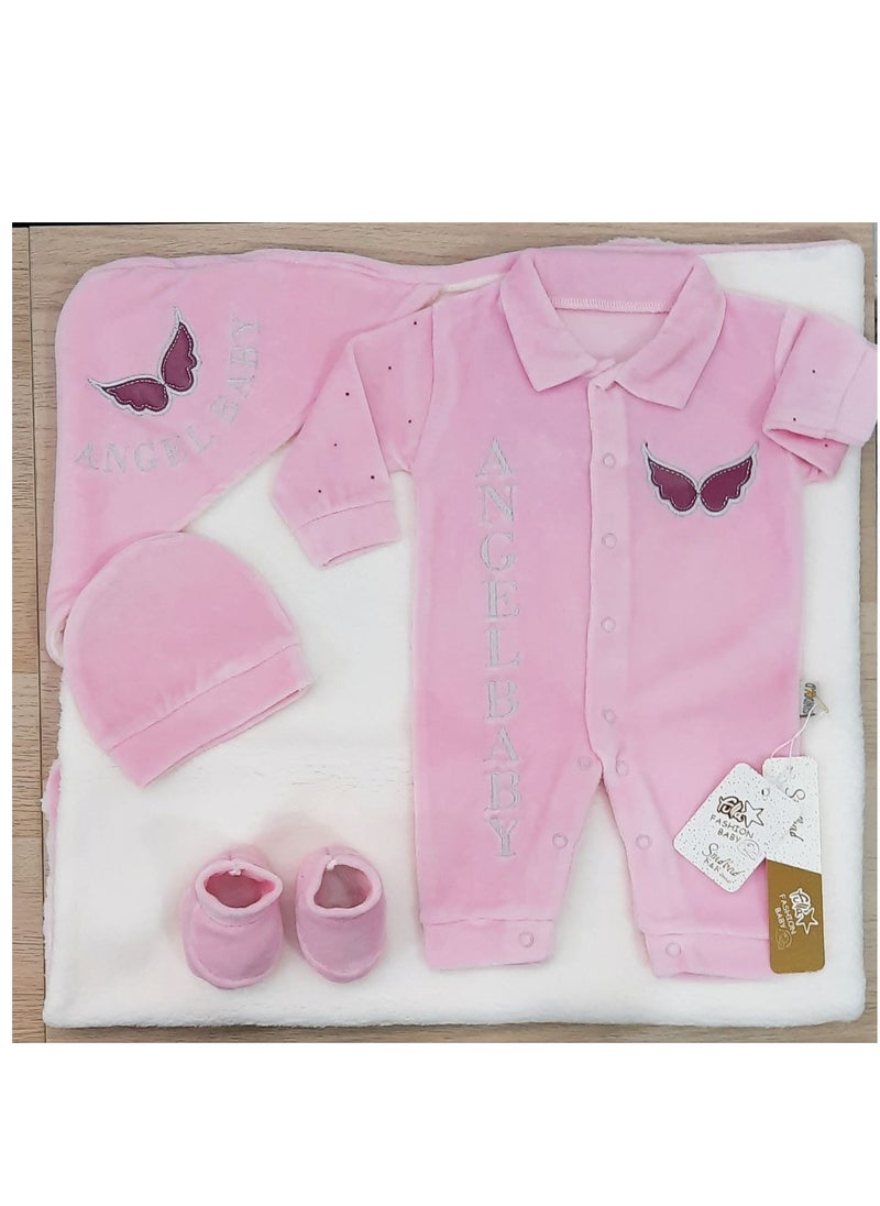 Fulla Fashion kids - A set of four winter plush baby pieces with a fur-lined coverlet (pink) - Image 1