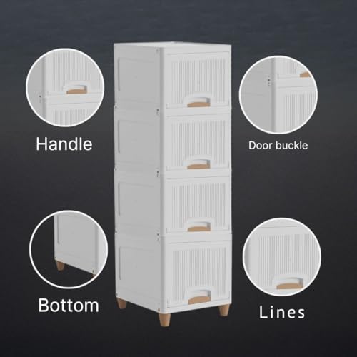 Aliensware 2Pcs Foldable Storage Organizer for Clothes/Space-Saving Cupboard/Plastic Almirah for Cloth Rack/Kid Wardrobe for Toys/Stackable Cabinet for Home, Bathroom, Kitchen-Aliens (White Door) - Image 5