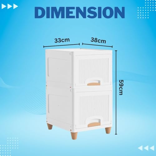 Aliensware 2Pcs Foldable Storage Organizer for Clothes/Space-Saving Cupboard/Plastic Almirah for Cloth Rack/Kid Wardrobe for Toys/Stackable Cabinet for Home, Bathroom, Kitchen-Aliens (White Door) - Image 2
