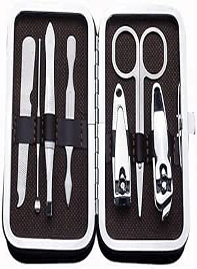 7 Pcs/set Stainless steel nail Art Manicure Set nail Care Tools with Mini Finger nail Cutter Clipper File Scissor Tweezers