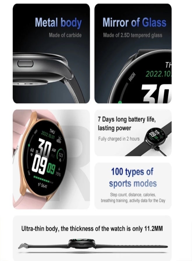 AROAQ GTR1 Smart Watch – 1.28" Color Display, Heart Rate, SpO2 & BP Monitoring, 100+ Sports Modes, GPS, IP68 Waterproof, Fitness Tracker for Android & iOS - Black - Image 5