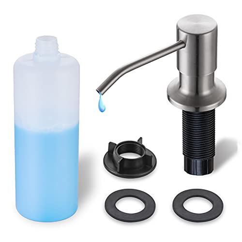 WEWE Built in Soap Dispenser for Kitchen Sink WEWE, Stainless Steel Brushed Nickel in Counter soap Dispenser Refill from The Top 10oz Large Liquid Bottle - Image 1