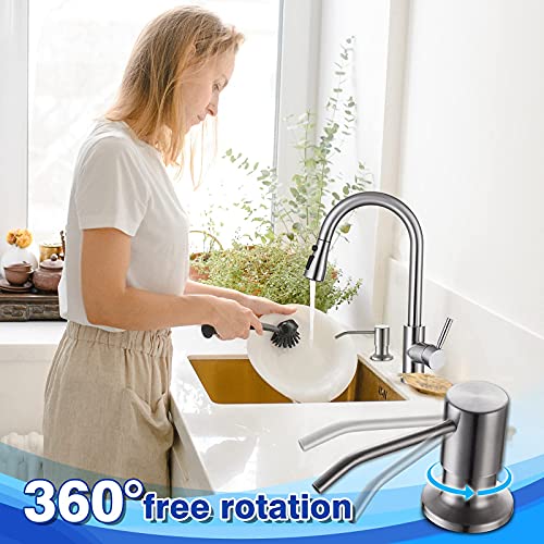 WEWE Built in Soap Dispenser for Kitchen Sink WEWE, Stainless Steel Brushed Nickel in Counter soap Dispenser Refill from The Top 10oz Large Liquid Bottle - Image 3