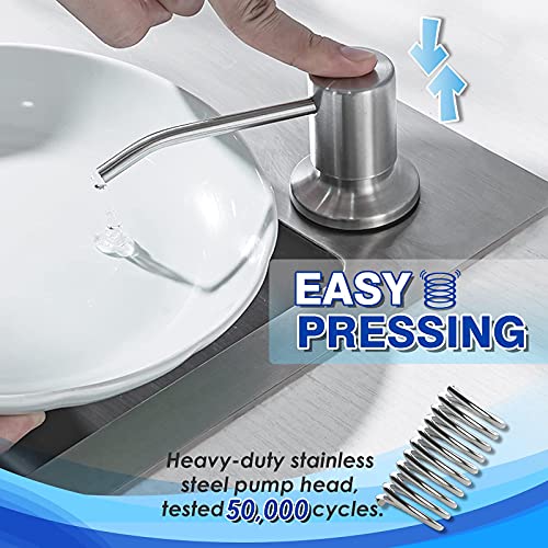 WEWE Built in Soap Dispenser for Kitchen Sink WEWE, Stainless Steel Brushed Nickel in Counter soap Dispenser Refill from The Top 10oz Large Liquid Bottle - Image 4
