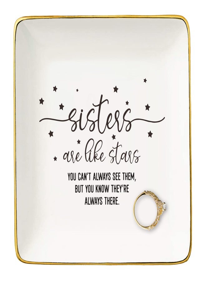 NZY Gratitude Appreciation Emotional Gifts for Best Friends,Sis,Sis-in-Law,Bestie,BFF,Mothers Day Graduation Birthday Christmas Gifts-Jewelry Tray Trinket Holder Ring Dish-Sister Are Like Stars - Image 1