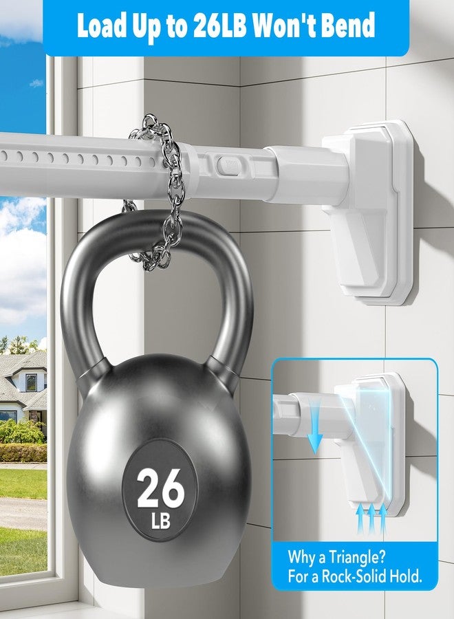 QINGYUN Tension Curtain Rod 41-185 In (4-15ft), Extra Long Tension Rod No Drilling For Patio Windows, White Shower Curtain Rod For Room Divider,One-Click Telescopic Rod, Outdoor Curtain Rods Never Rust - Image 3