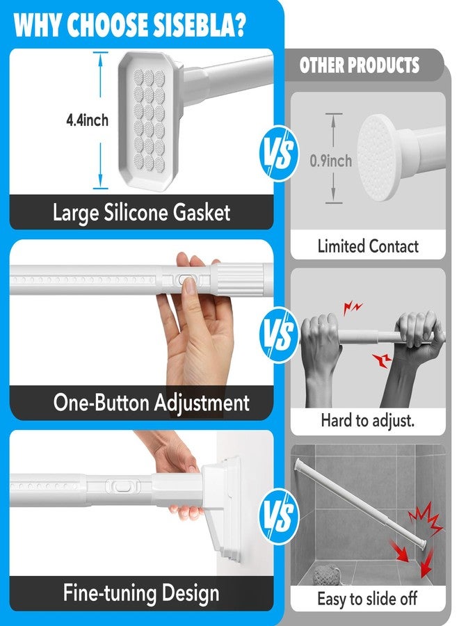 QINGYUN Tension Curtain Rod 41-185 In (4-15ft), Extra Long Tension Rod No Drilling For Patio Windows, White Shower Curtain Rod For Room Divider,One-Click Telescopic Rod, Outdoor Curtain Rods Never Rust - Image 4