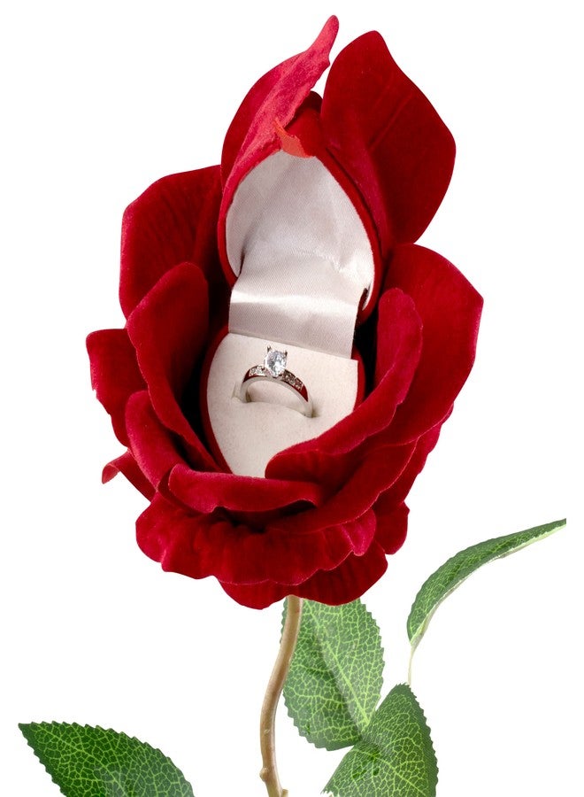 Noble Pack Noble Rose Ring Box - Flower Heart Engagement Ring Box for Proposal Ring, Ceremony, Wedding or Special Occasions (Red) - Image 1