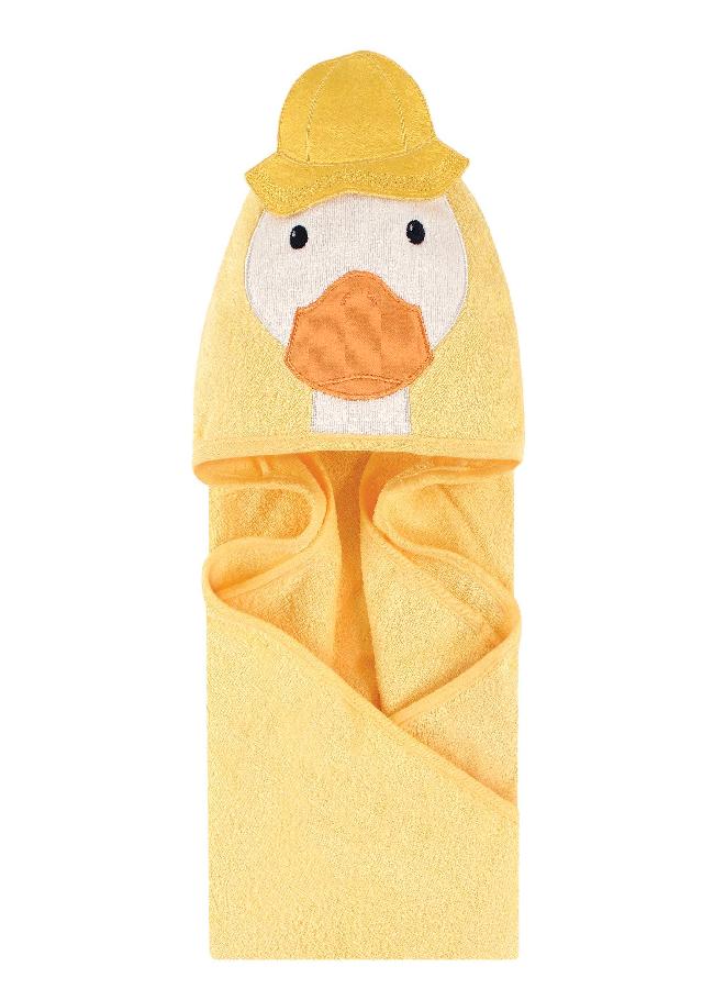 Little Treasure Unisex Baby Cotton Animal Face Hooded Towel, Duck, One Size - Image 4