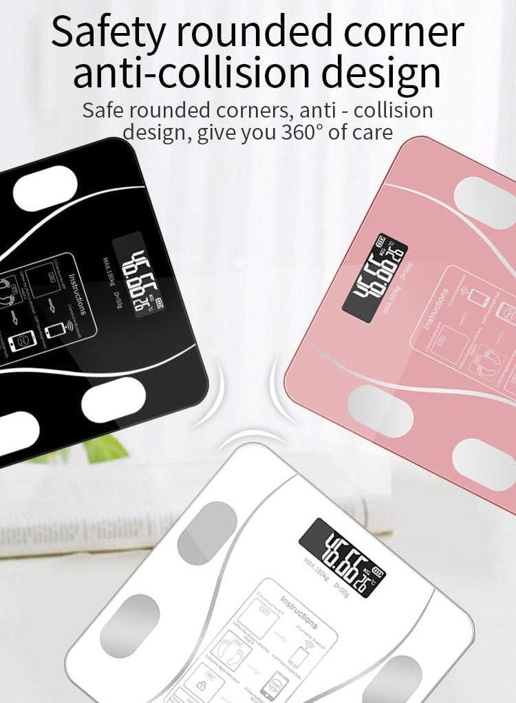 ELTRAZONE Smart Weight Scale – Bluetooth Body Fat Scale with Wireless App Connectivity, Clear LCD Screen, Auto-Off, Anti-Rollover, 180KG Max Capacity, Precision Sensors, Stylish Black Design for Accurate Body Weight & Fat Measurement - Image 4