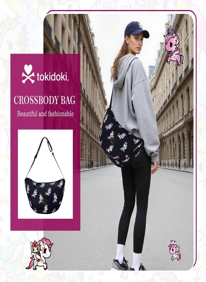 Tokidoki حقيبة توكيدوكي هلالية للنساء حقيبة يونيكورن نايلون عبر الجسم حقيبة ديمبلينغ مع حزام قابل للتعديل (أسود) - Image 2