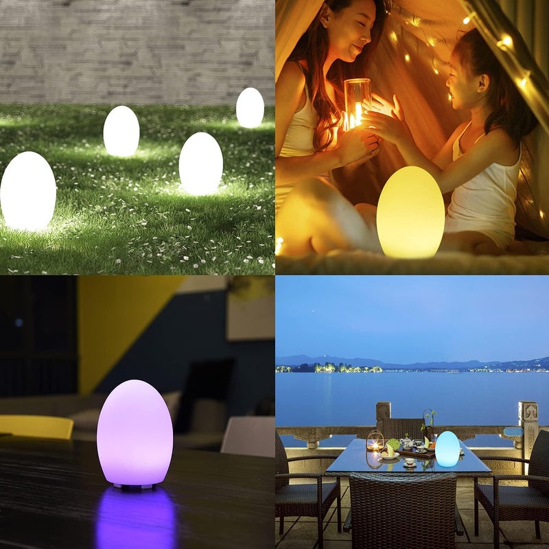 Borelor 8-inch LED Egg Shape Night Light, 16 Color Changing Rechargeable Mood Lamp with Remote Control, Dimmable Decorative Lighting for Home/Party/Wedding/Lawn Decoration(Feet Version) - Image 5
