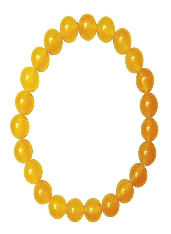 numeroastro Yellow Agate | Hakik Stretchable Bracelet For Men & Women (8 MM Beads) (1 Pc) - Image 4