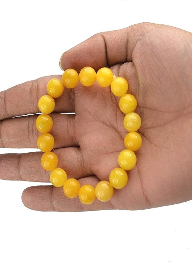 numeroastro Yellow Agate | Hakik Stretchable Bracelet For Men & Women (8 MM Beads) (1 Pc) - Image 3