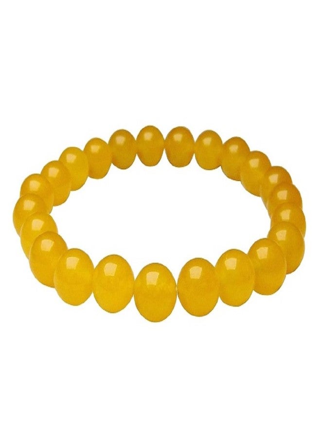 numeroastro Yellow Agate | Hakik Stretchable Bracelet For Men & Women (8 MM Beads) (1 Pc) - Image 2