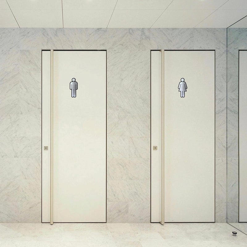 BerryBox علامة حمام للرجال والنساء من الفولاذ الأسود والفرشاة الفاخرة 7" ارتفاع سهلة التركيب بشريط لاصق 3M لمكاتب الفنادق والمراكز التجارية والمطاعم - Image 4