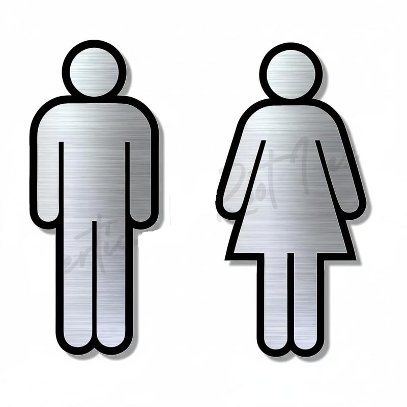 BerryBox علامة حمام للرجال والنساء من الفولاذ الأسود والفرشاة الفاخرة 7" ارتفاع سهلة التركيب بشريط لاصق 3M لمكاتب الفنادق والمراكز التجارية والمطاعم - Image 1